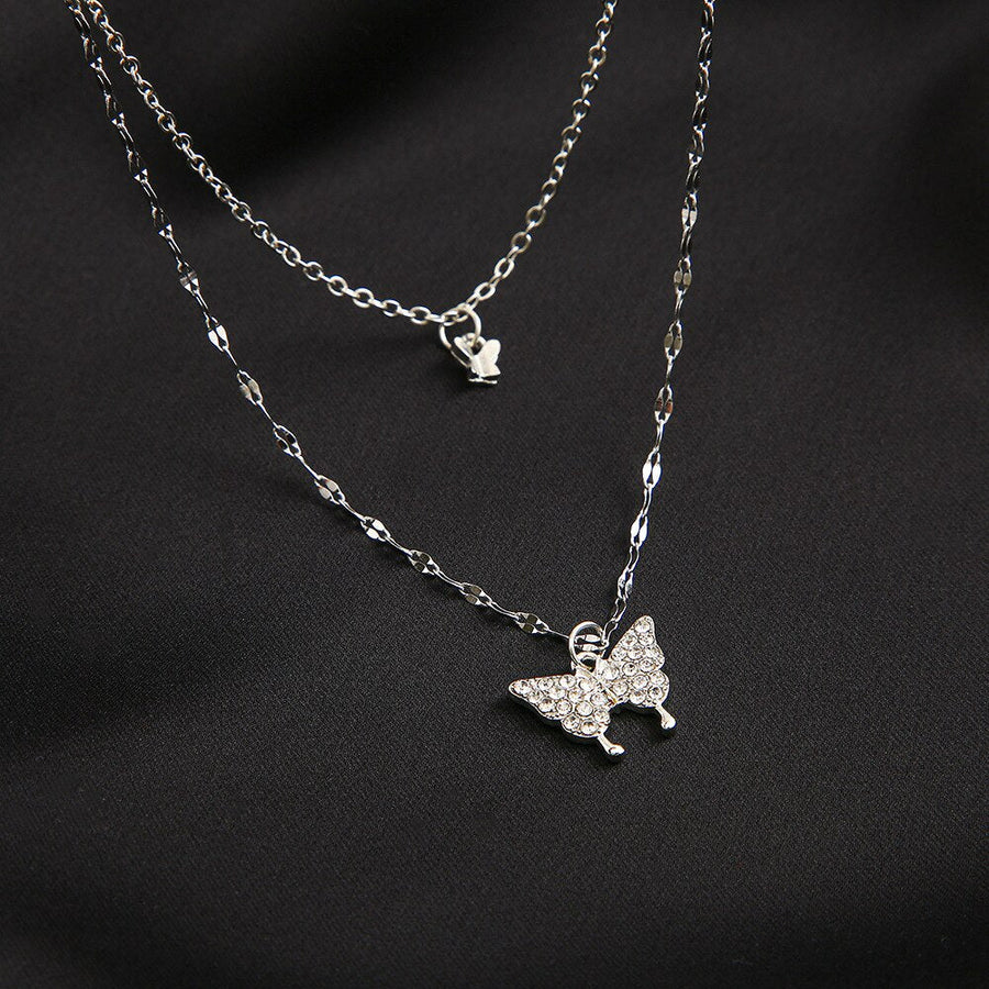 Dreamy Wings Silver Double Layer Necklace - Image 4