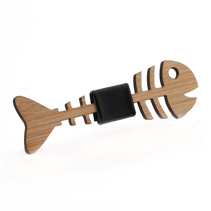 Wooden Fish Skeleton Men Bow Tie - Image 3