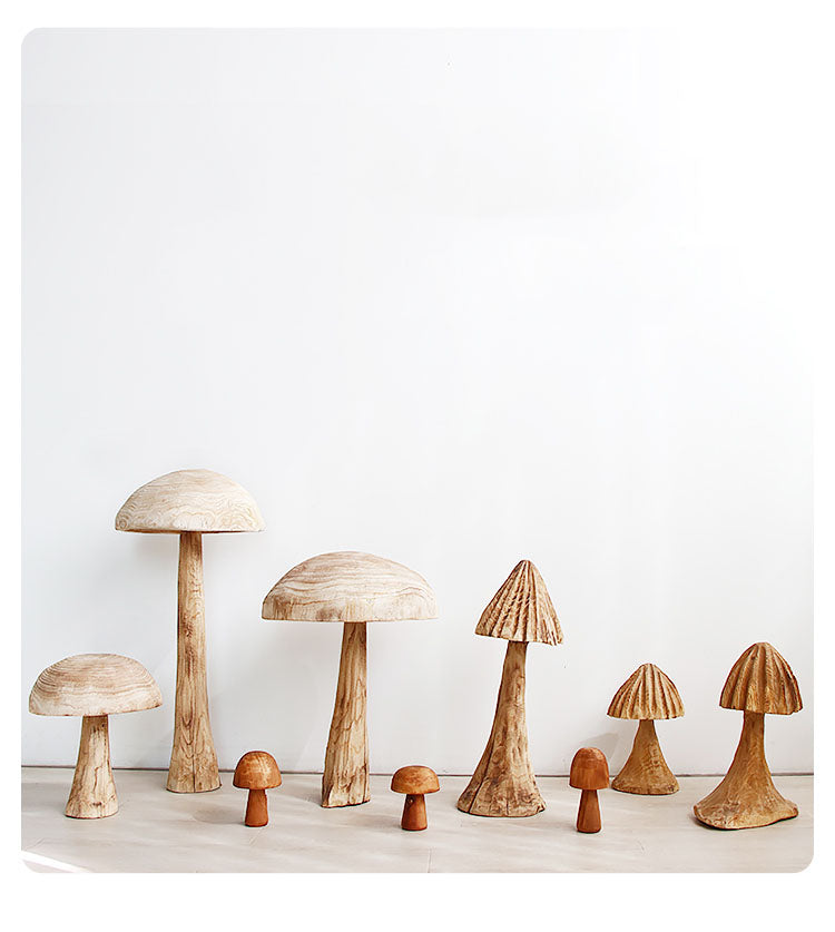 Mushroom Solid Wood Sculpture Home Decor - Image 4
