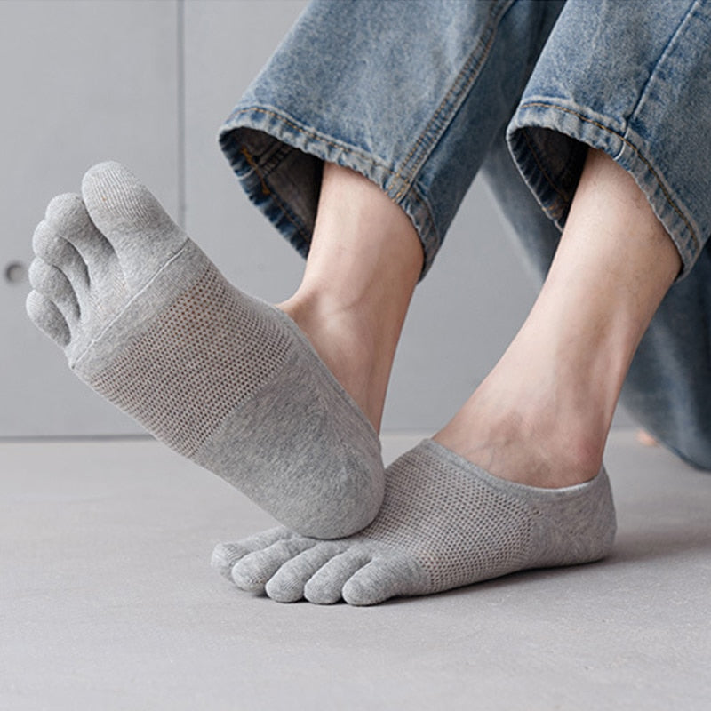 Breathable Cotton Toe Socks - Image 1