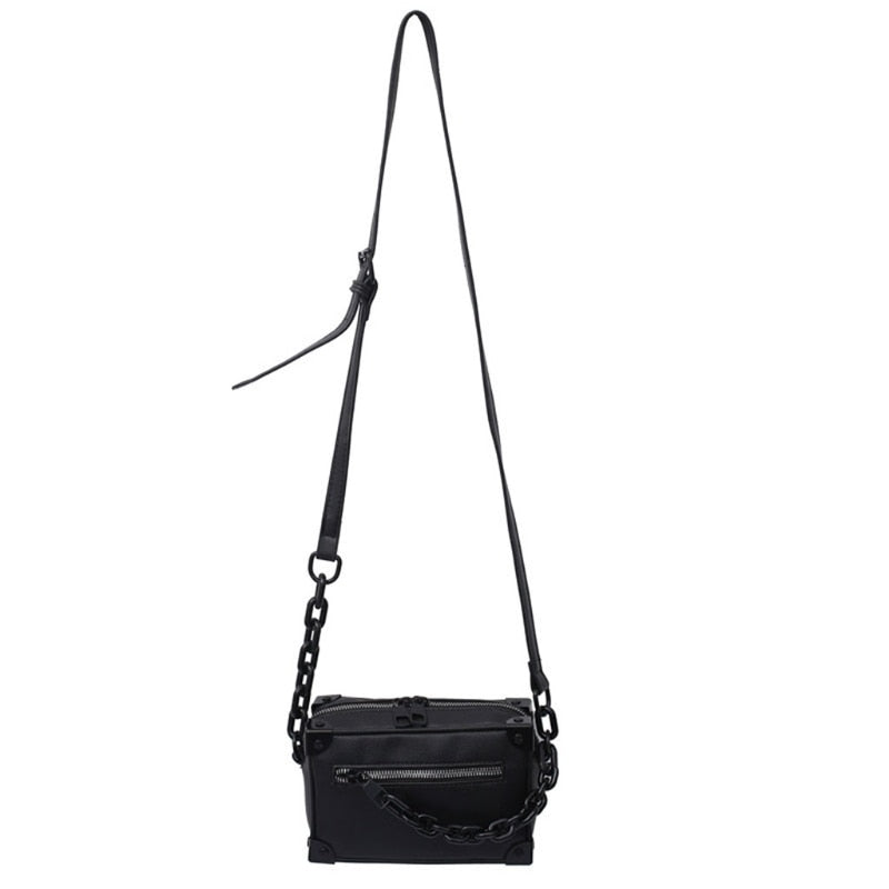Unisex Crossbody Chain Leather Messenger Bag - Image 9