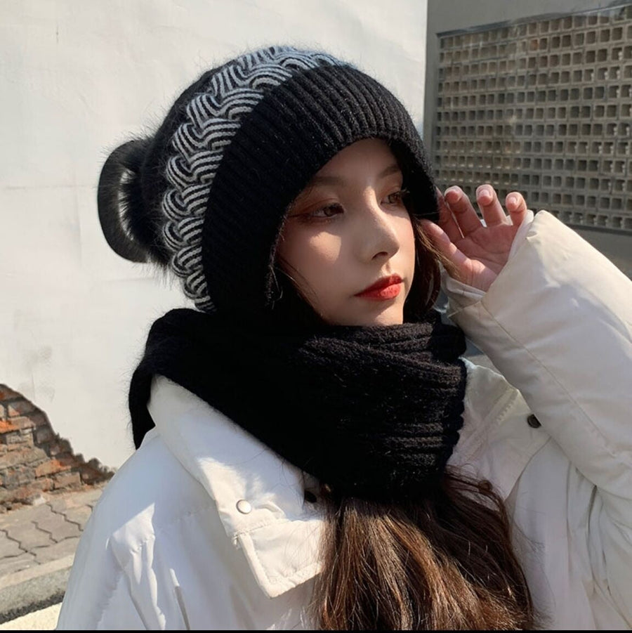 2in1 Wool Winter Scarf Hat - Image 7