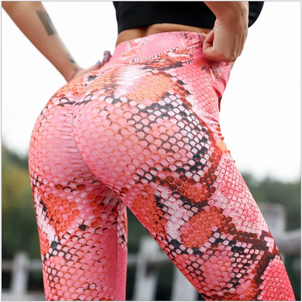 Snake Skin Print Women Yoga Pants Leggings - Image 3
