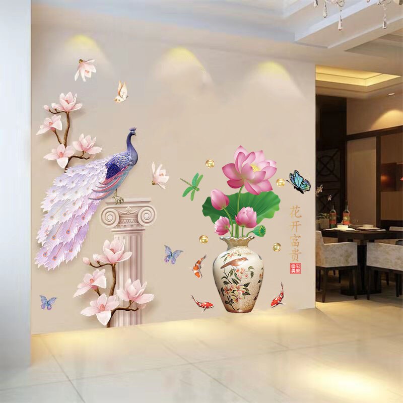 3D Peacock Flower Style Wall Sticker - Image 7