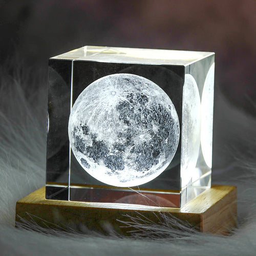 3D Crystal Cube Moon Nightlight - Image 0