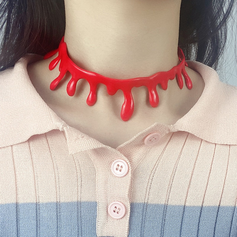 Fake Blood Drip Halloween Necklaces - Image 0