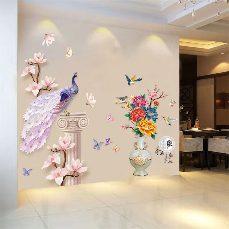 3D Peacock Flower Style Wall Sticker - Image 4
