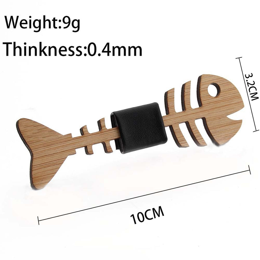 Wooden Fish Skeleton Men Bow Tie - Image 5