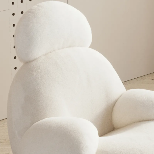 Modern Ergonomic European Fluffy White Lounge Chair - Image 3