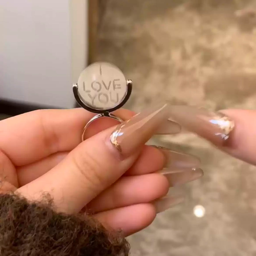 Rotating Disc I Love You Couple Ring - Image 4