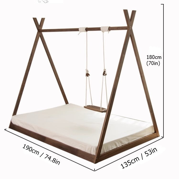 Indoor Playground Wooden Swing Kids Floor Bed - Image 7