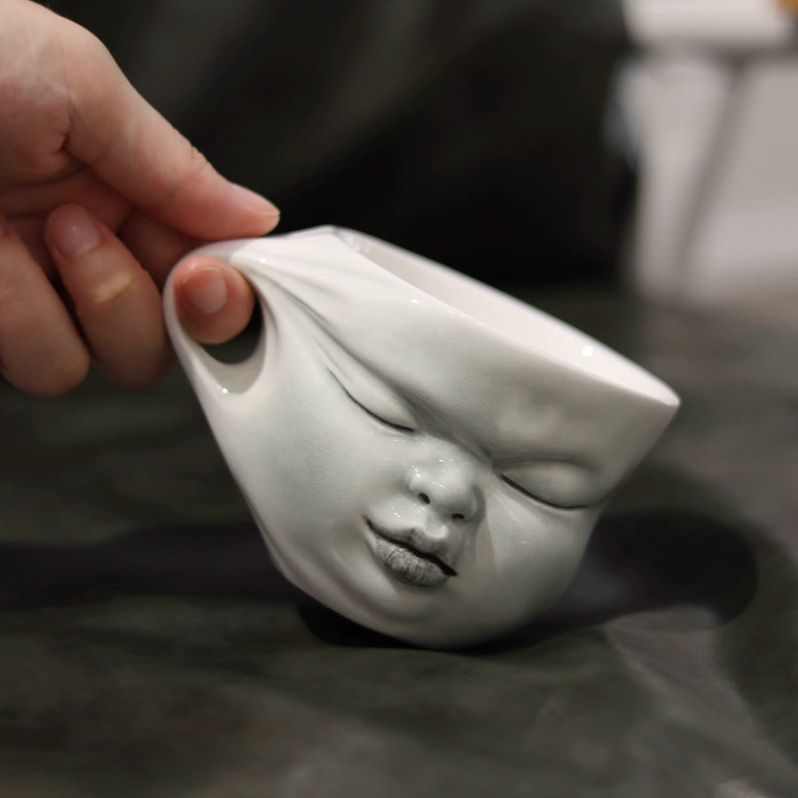 Sweet Blush Sculpted Face Ceramic Coffee Mug