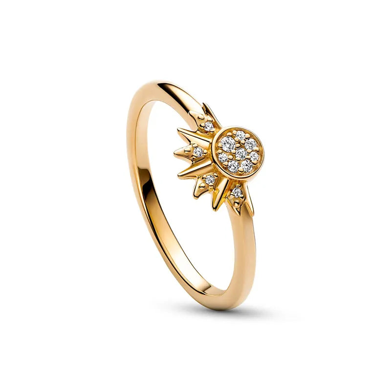 Celestial Sun and Moon Charm Sparkling Ring - Image 6