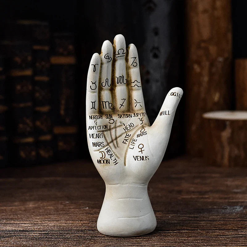 Zodiac Symbols Mystic Palmistry Hand Sculpture - Image 0