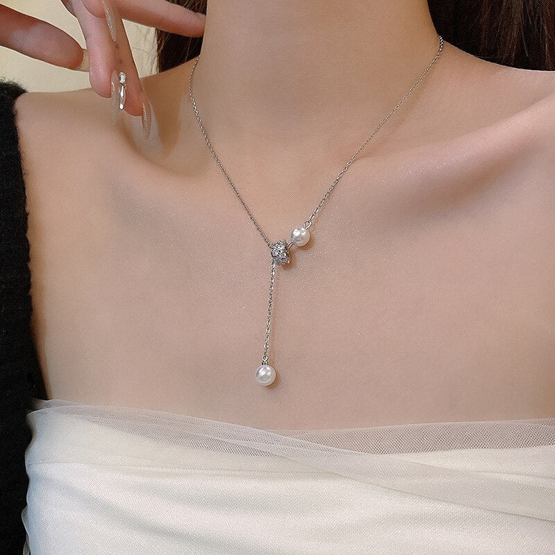 Bohemian Drop Stylish Pearl Necklace - Image 3