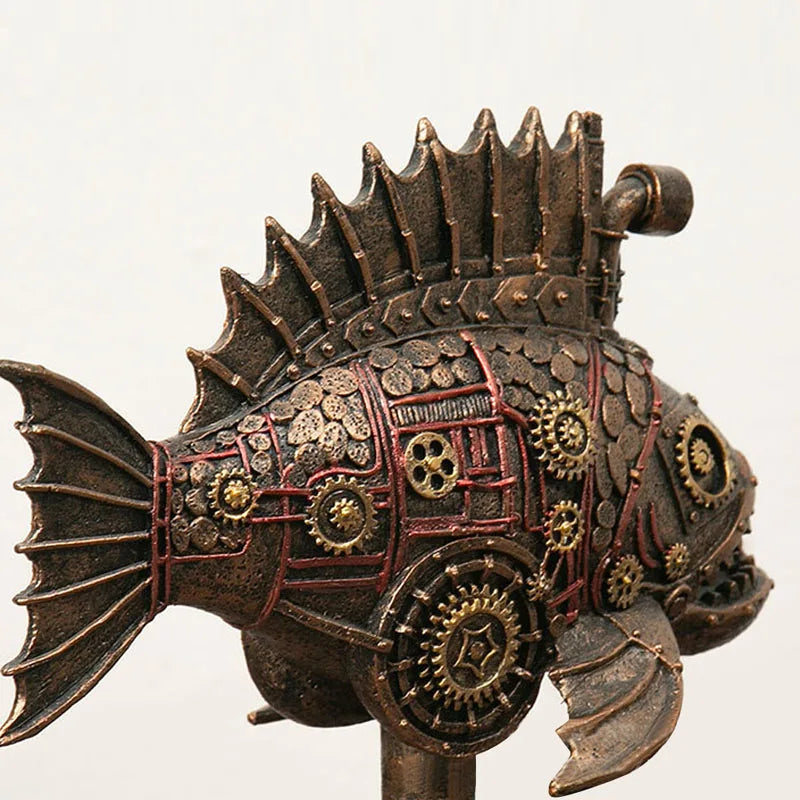 Steampunk Mechanical Blackfish Figurine - Image 3