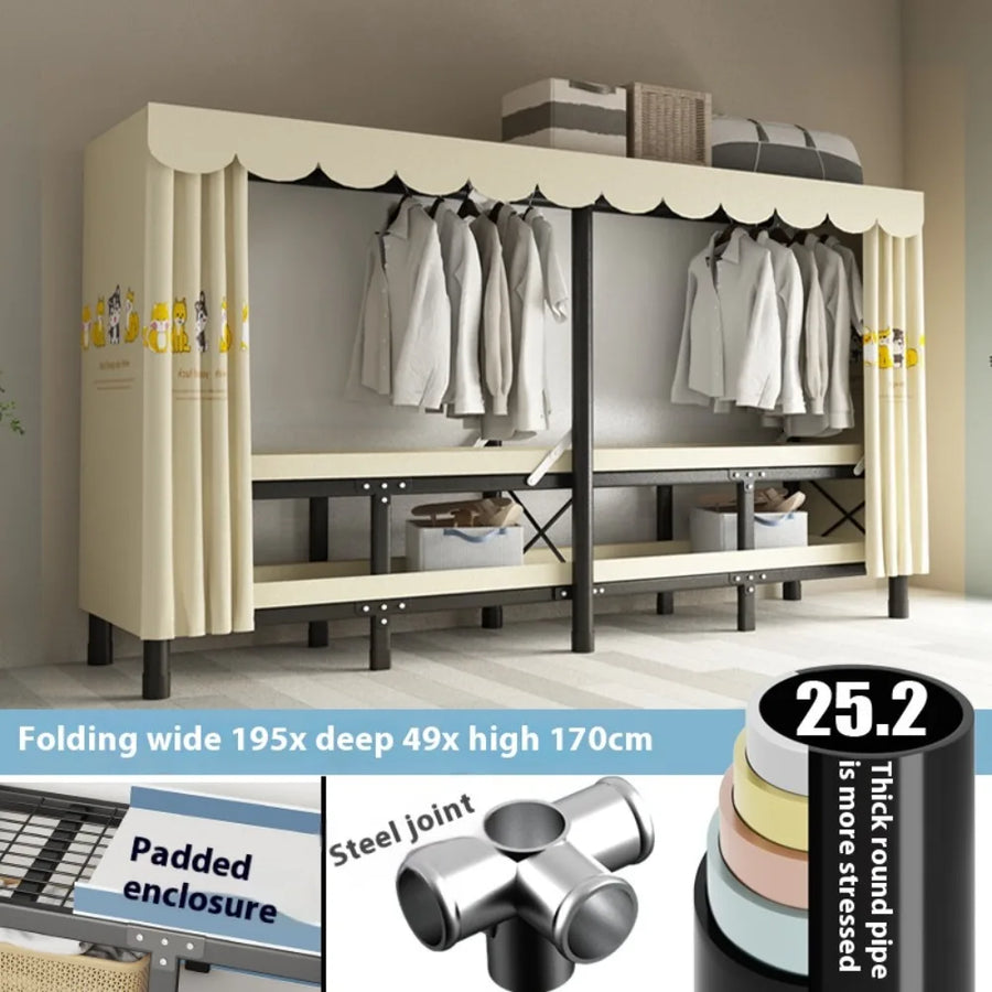 No-Assembly Protective Curtain Foldable Oxford Cloth Wardrobe - Image 4