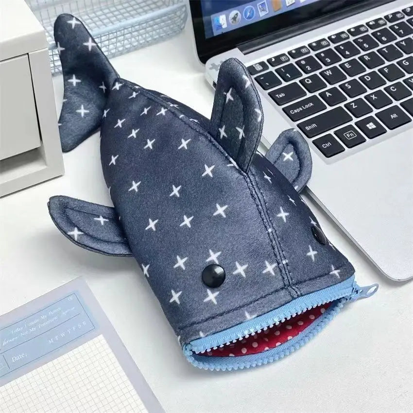 Deep Blue Shark Zipper Pencil Case - Image 0