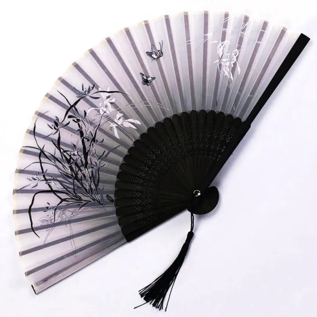 Traditional Japanese Style Floral Hand Fan - Image 5