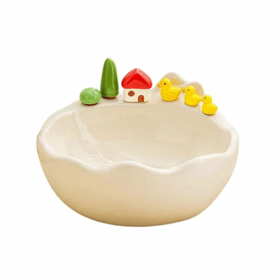 Little Quack Fruit Fork Ceramic Bowl Set