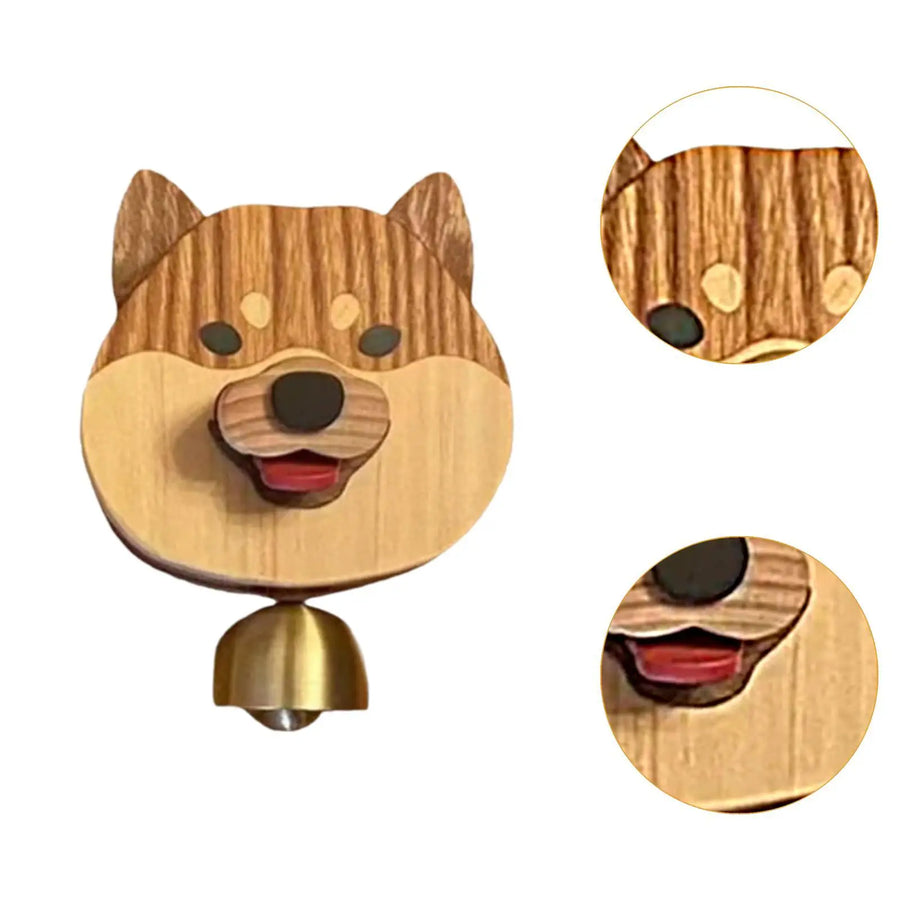 Playful Shiba Dog Face Wooden Doorbell - Image 6