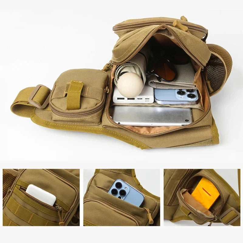 Multi-Pocket Crossbody Compact Hiking Chest Bag - Image 1