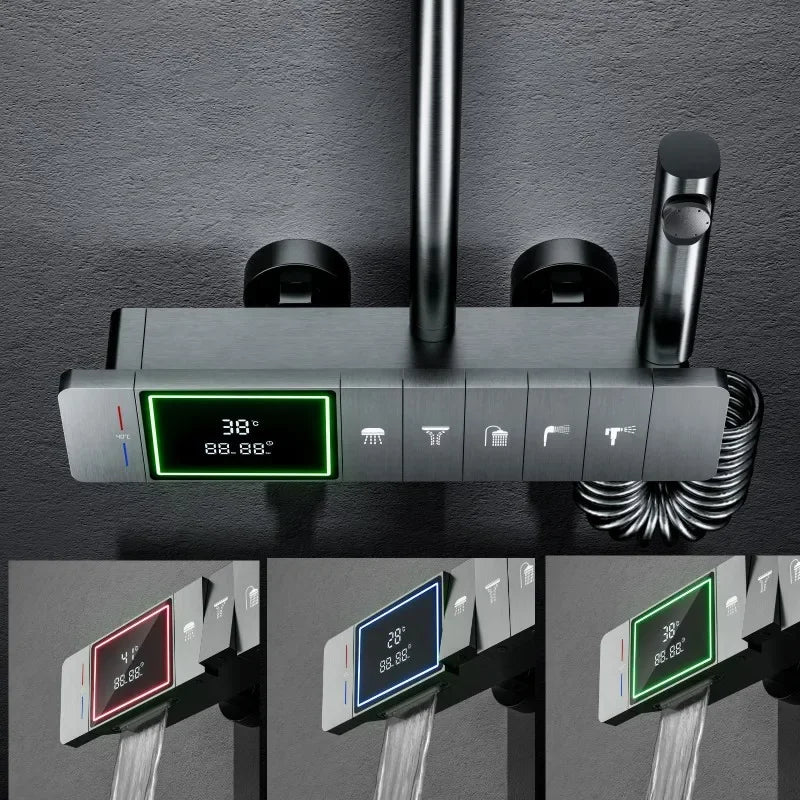 Rhythmic Rain Piano Key Style Control Elegant Rainfall Shower Set - Image 1