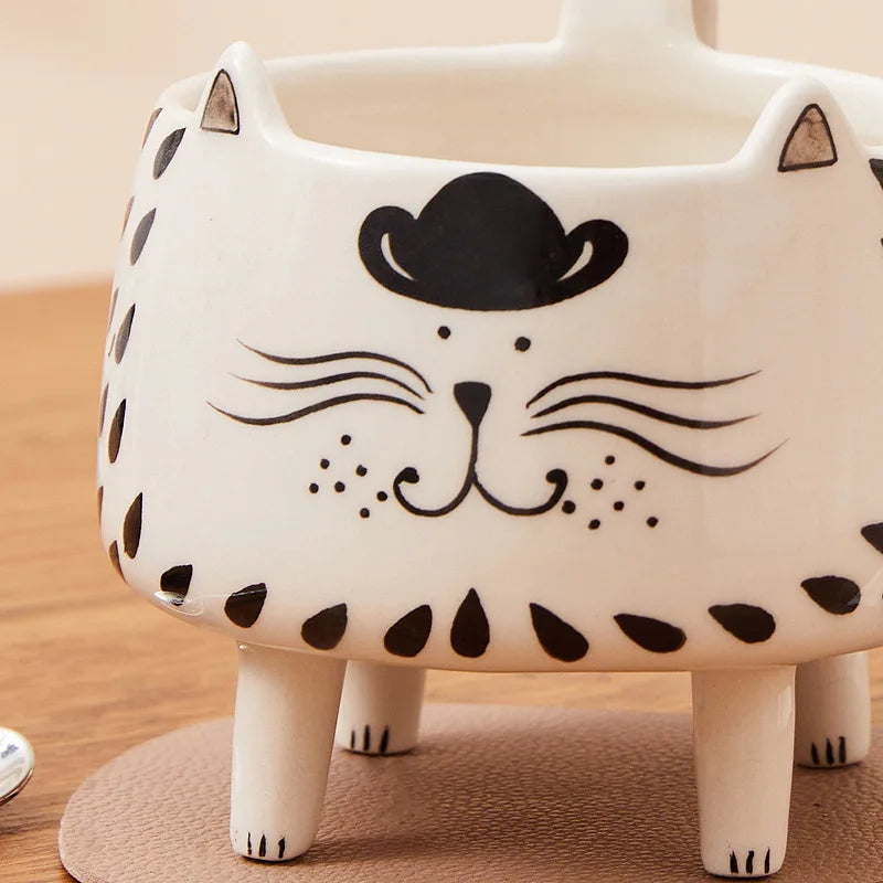Happy Cat Long Legs Ceramic Mug - Image 3