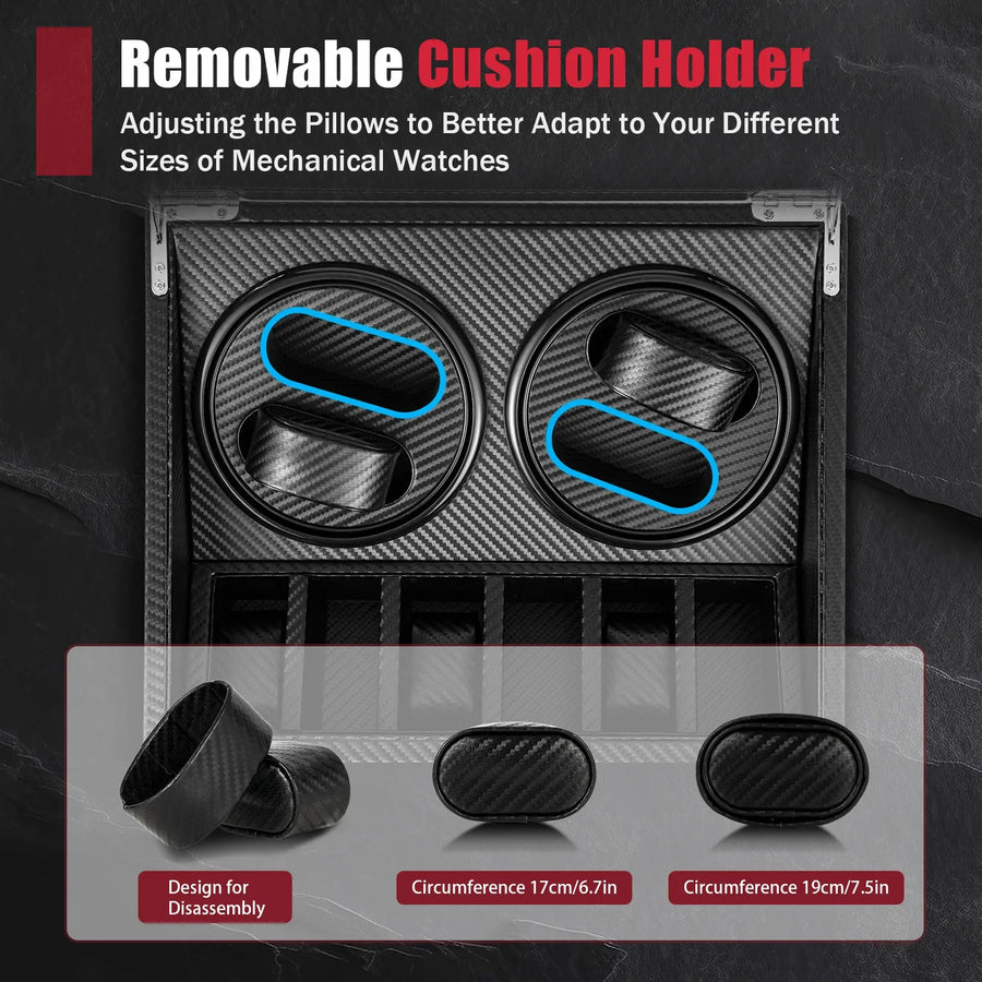 Carbon Fiber Dual Motor Automatic Watch Storage Case - Image 4