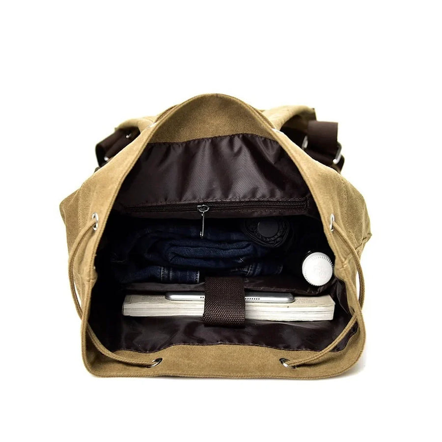 Casual Canvas Travel Bucket Backpack - Image 1