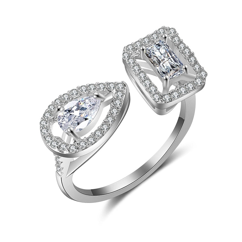 Water Drop Zircon Chic Adjustable Ring - Image 7