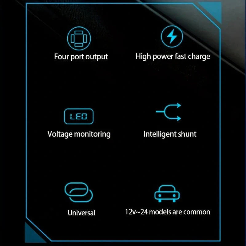 4-Port Digital Car Lighter Fast Charger - Image 2