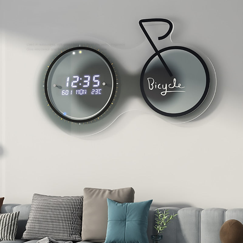3D Luminous Modern Led Digital Bike Wall Clock - Image 1