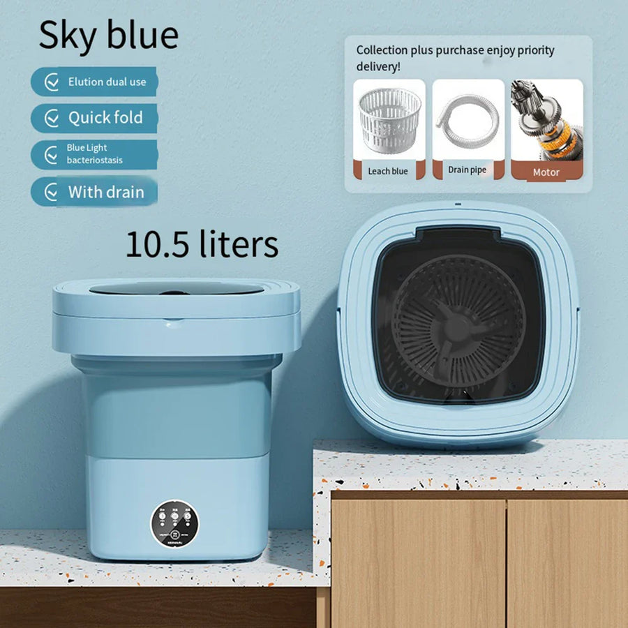Compact Folding Ultrasonic Travel Laundry Washing Machine - Image 9