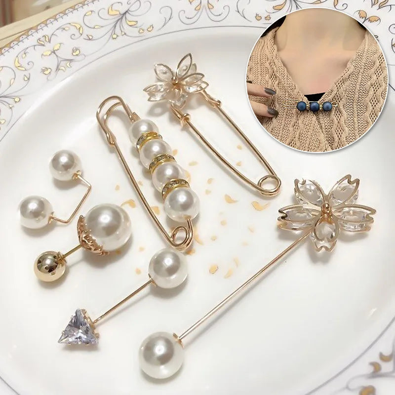 Pearl Charm Button Brooch - Image 2