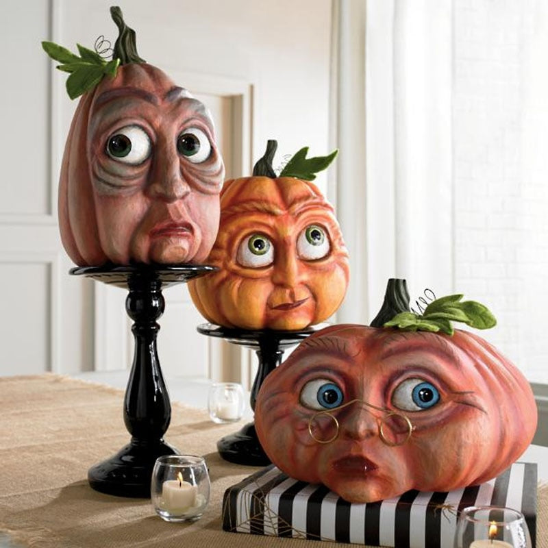 Expressive Pumpkin Faces Halloween Decoration - Image 1