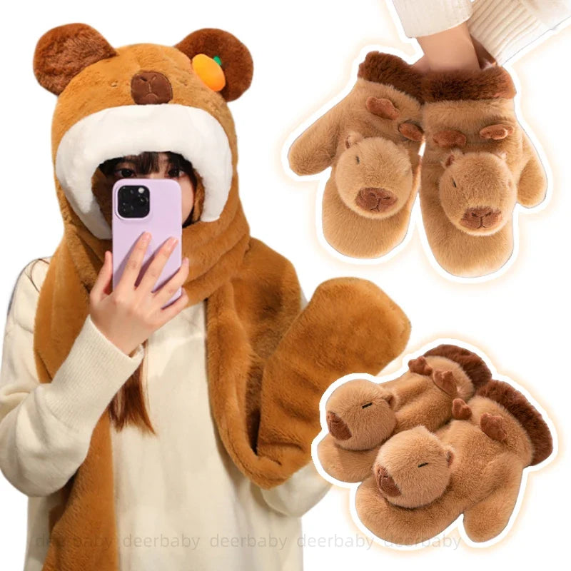 Cute Plush Cartoon Animals Soft Warm Gloves - Image 1