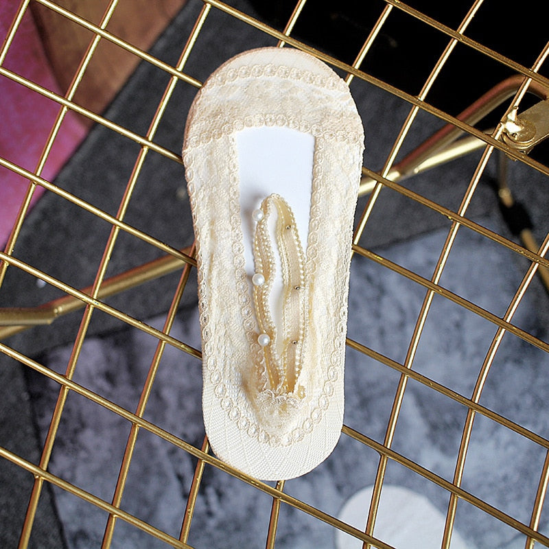 Pearl Lace Anti-slip Comfy Invisible Socks - Image 8