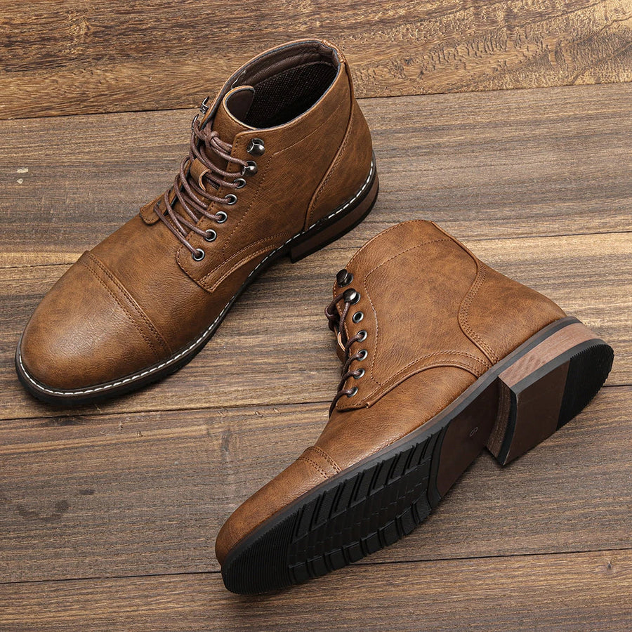 Timeless Vintage Leather Lace-Up Everyday Casual Boots - Image 1