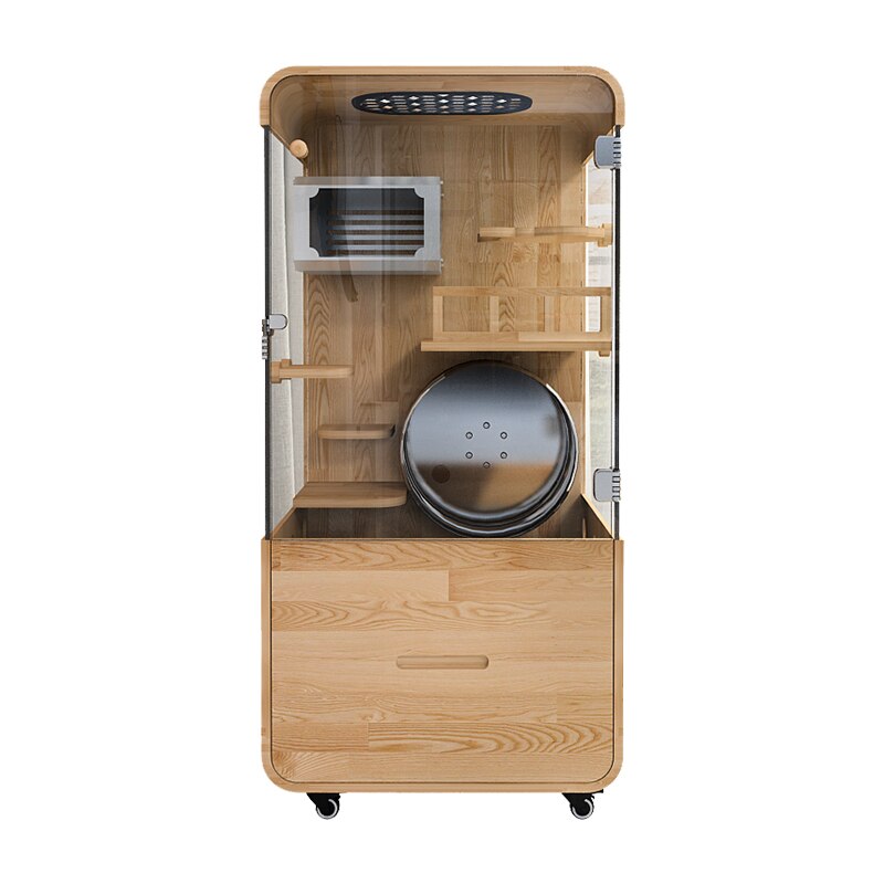 Dreamscape Panoramic Transparent Solid Wood Pet House - Image 4