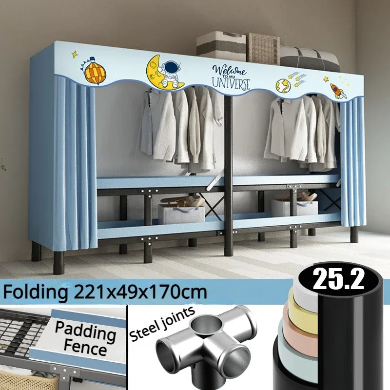 No-Assembly Protective Curtain Foldable Oxford Cloth Wardrobe - Image 8