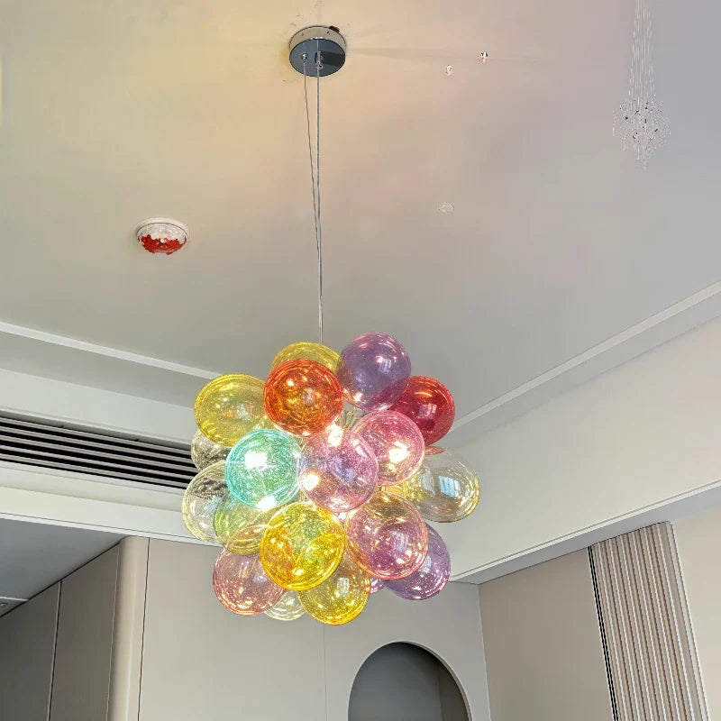 Bubbleburst Colorful Glass Orb Pendant Chandelier