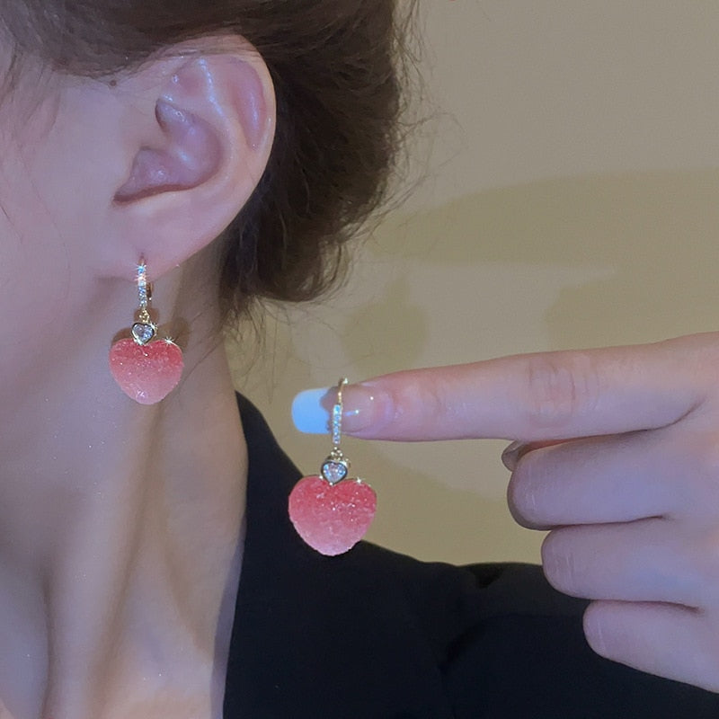 Cherry Lover Zircon Korean Style Earrings - Image 2