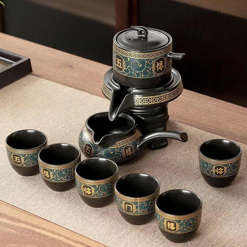 Royal Golden Porcelain Dragon Flow Tea Set - Image 6