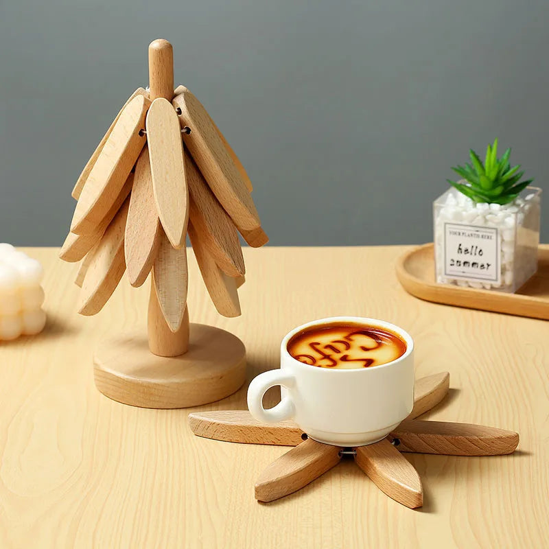 Wooden Tree Heat Resistant Coaster Set - Image 1