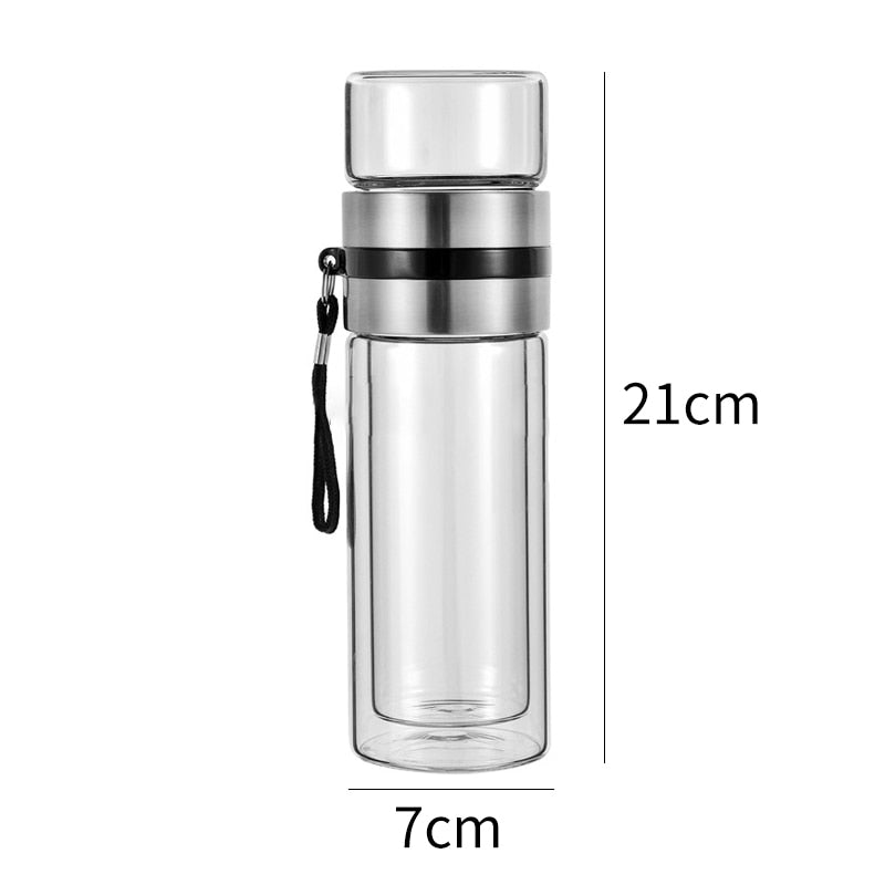 2in1 Double Wall Thermal Smart Tea Glass Bottle - Image 8
