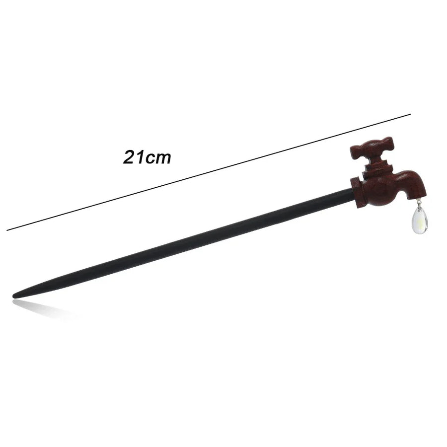 Vintage Wood Faucet Water Drop Hairpin - Image 6