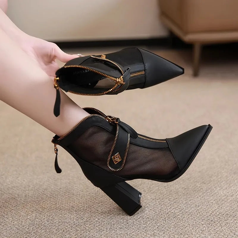 Heel Breeze Stylish Mesh Ankle Women Boots - Image 2
