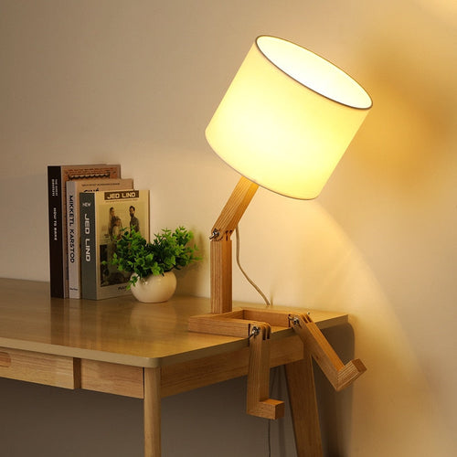 Thinker Wooden Robot Modern Night Lamp - Image 0