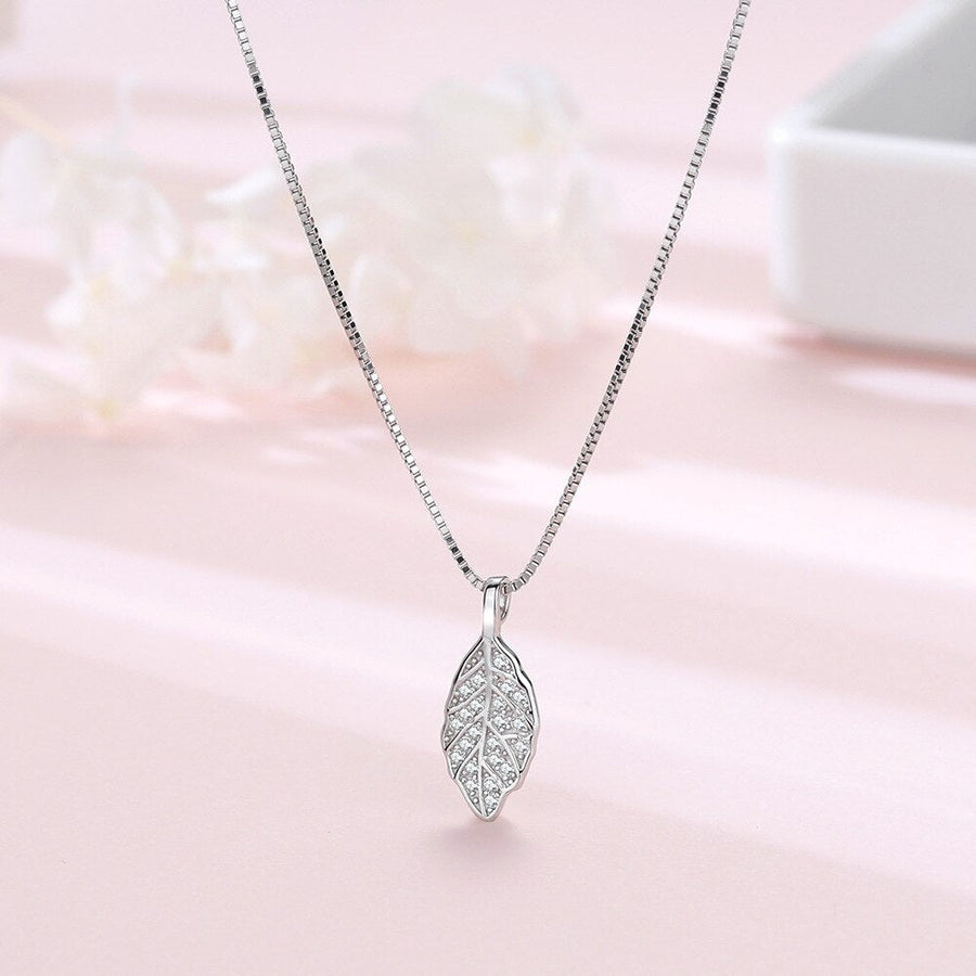 Nature Sparkle Tree Leaf Pendant Necklace - Image 4